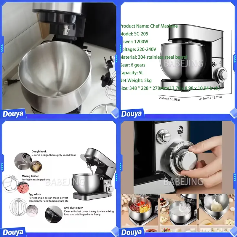 Commercial Kitchen Mixers Dough Mixer - خلاط مسحوق صغير ثلاثي الوظائف من